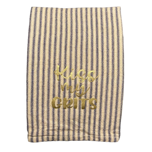 Kiss My Grits Unbranded Kitchen Towel Blue Cream Stripes
